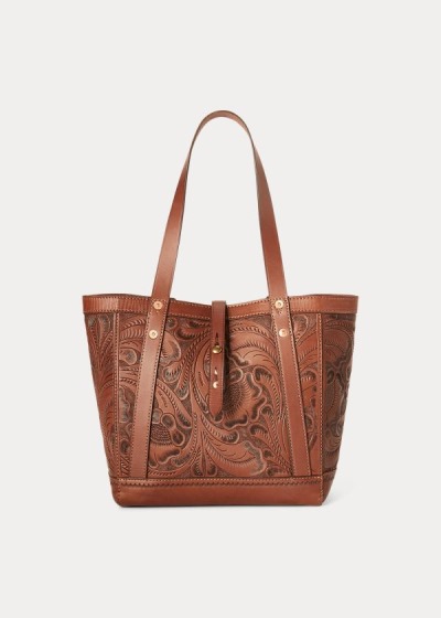 Bolsos De Mano Ralph Lauren Mujer Marrom - Hand-Tooled Leather - RXACE7904